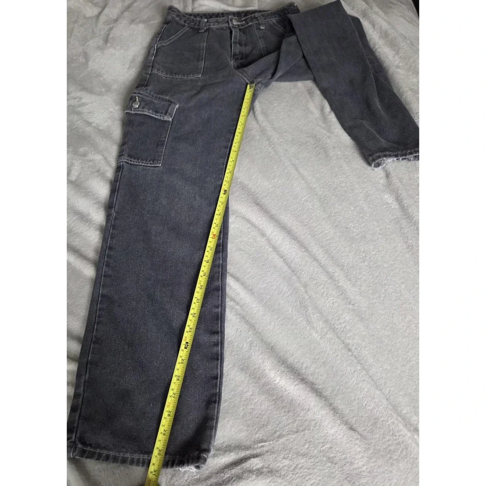 SheIn Jeans Womens 30 Gray Charcoal Wash High Rise Straight Cargo Pockets Denim